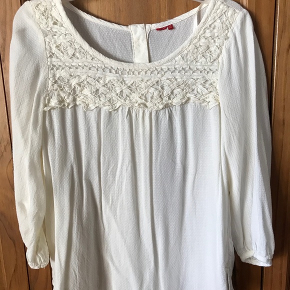 Macy's Polka Dot and Lace Smocked Blouse - Picture 2 of 8